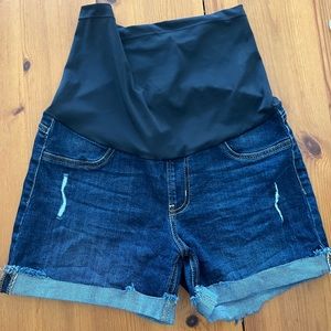 Denim maternity shorts -high panel